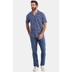 George Men's Camp Shirt. Size Large(42-44) Washed Indigo Palms. NWT.